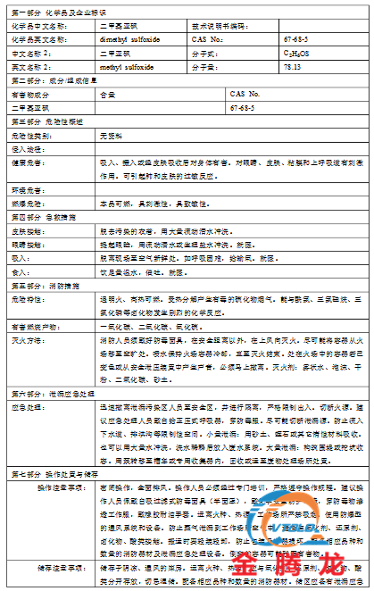 二甲基亞砜msds